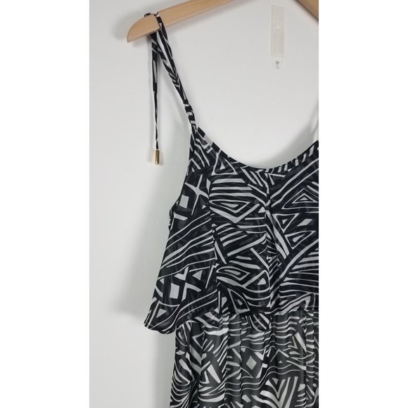 Calvin Klein Women's Sz. 6 Blk & White Geometric Print Maxi Chiffon Dress - Picture 2 of 7